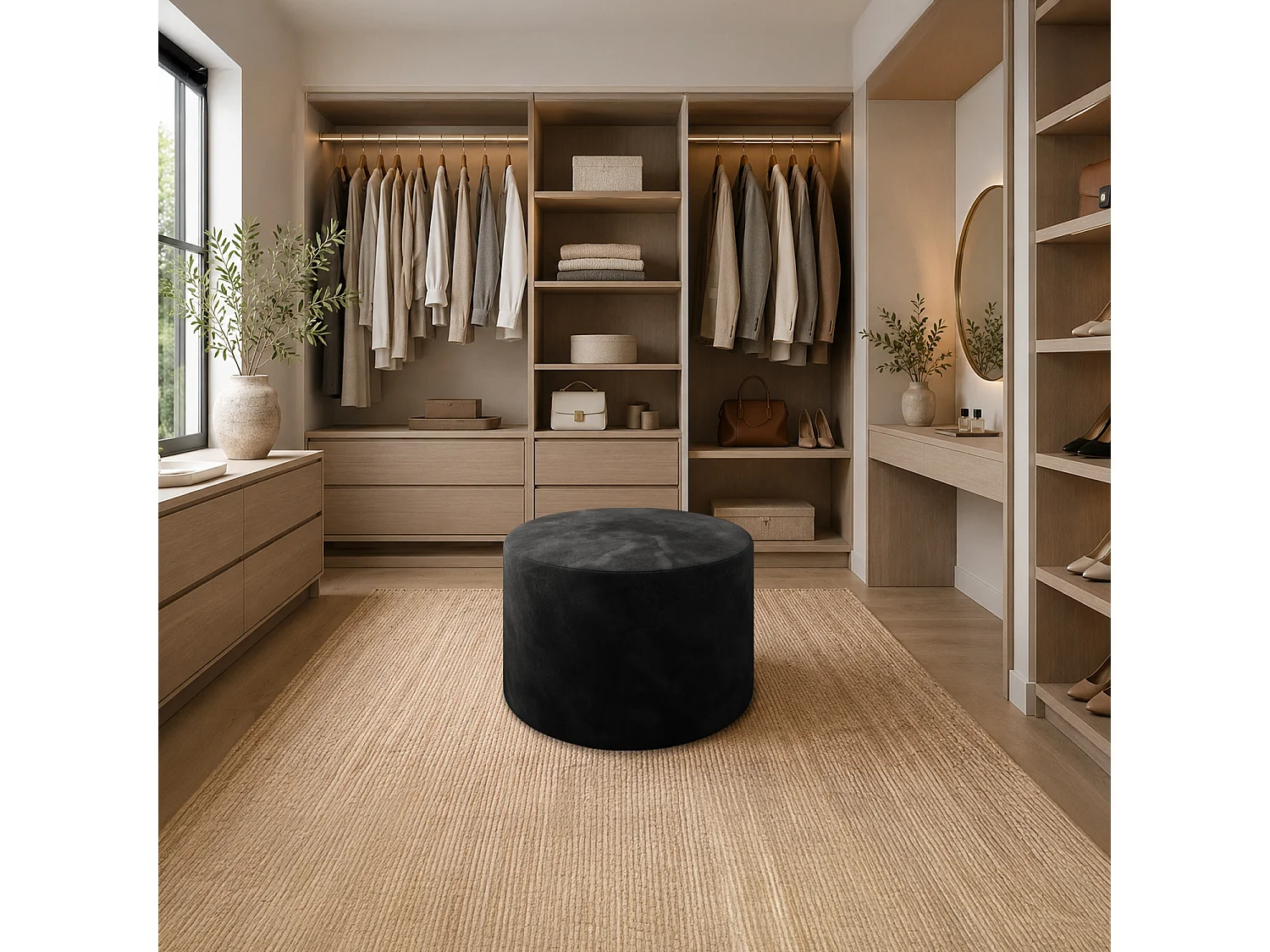 Pouf Rond XL Marki Velours Noir