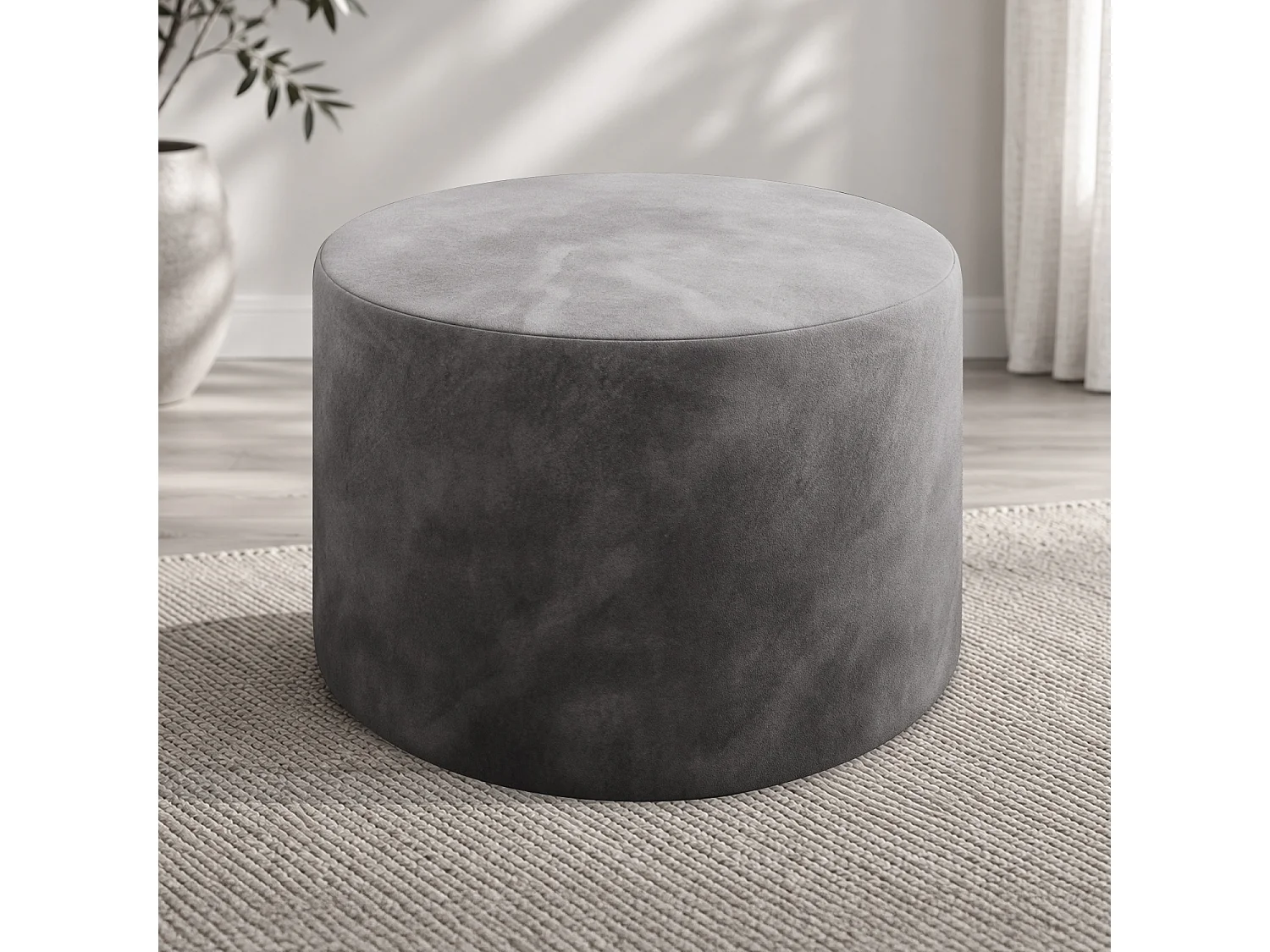 Pouf Rond XL Marki Velours Gris