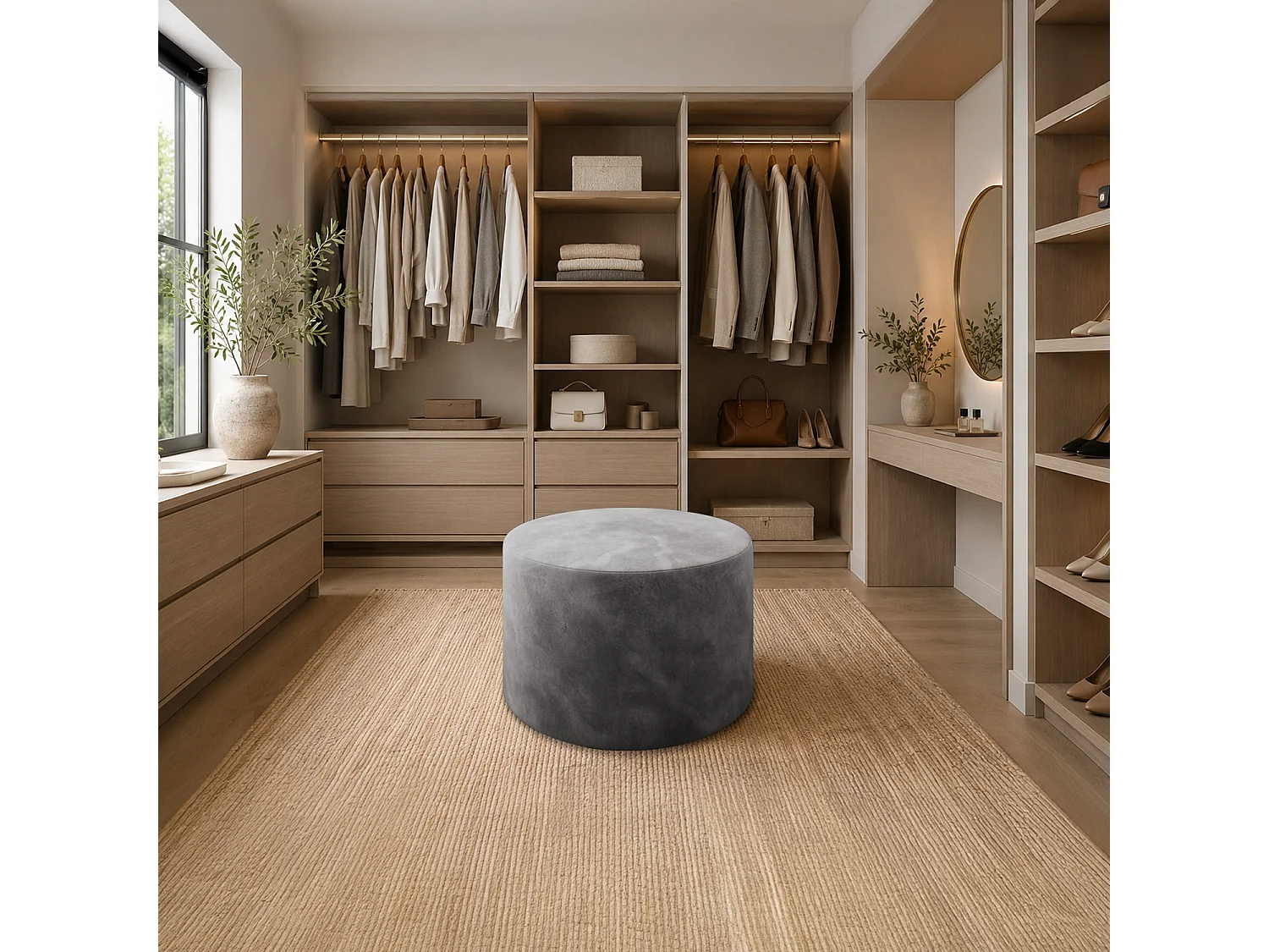 Pouf Rond XL Marki Velours Gris