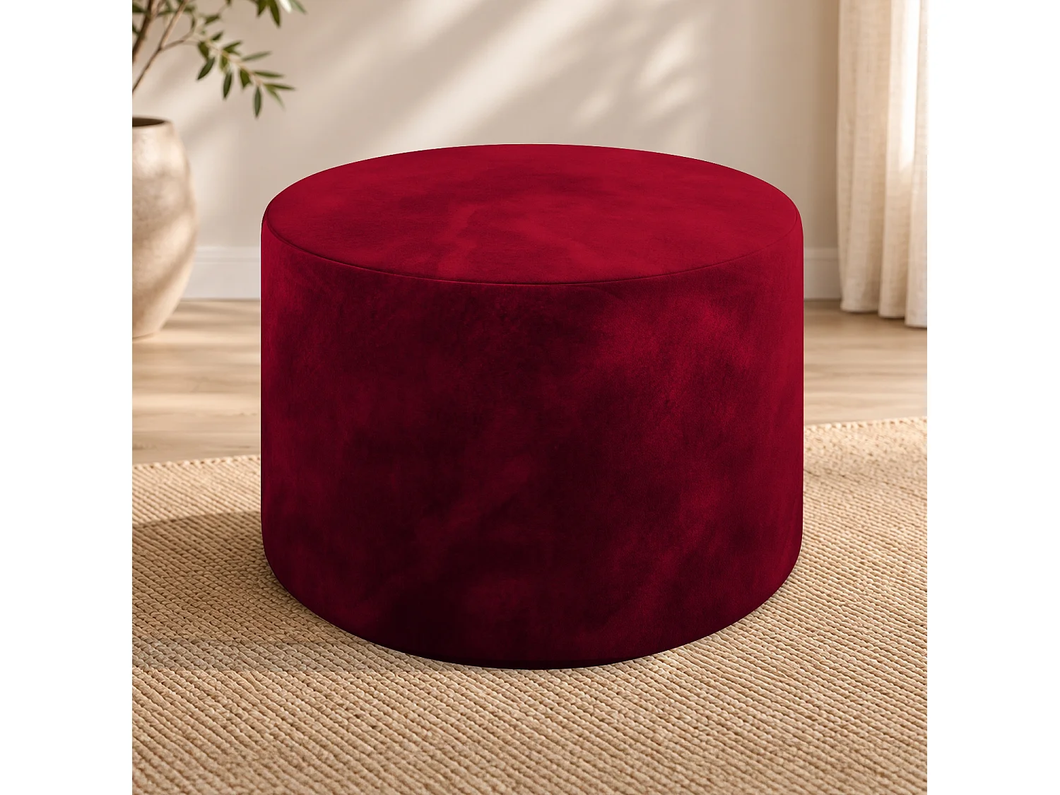 Pouf Rond XL Marki Velours Rouge