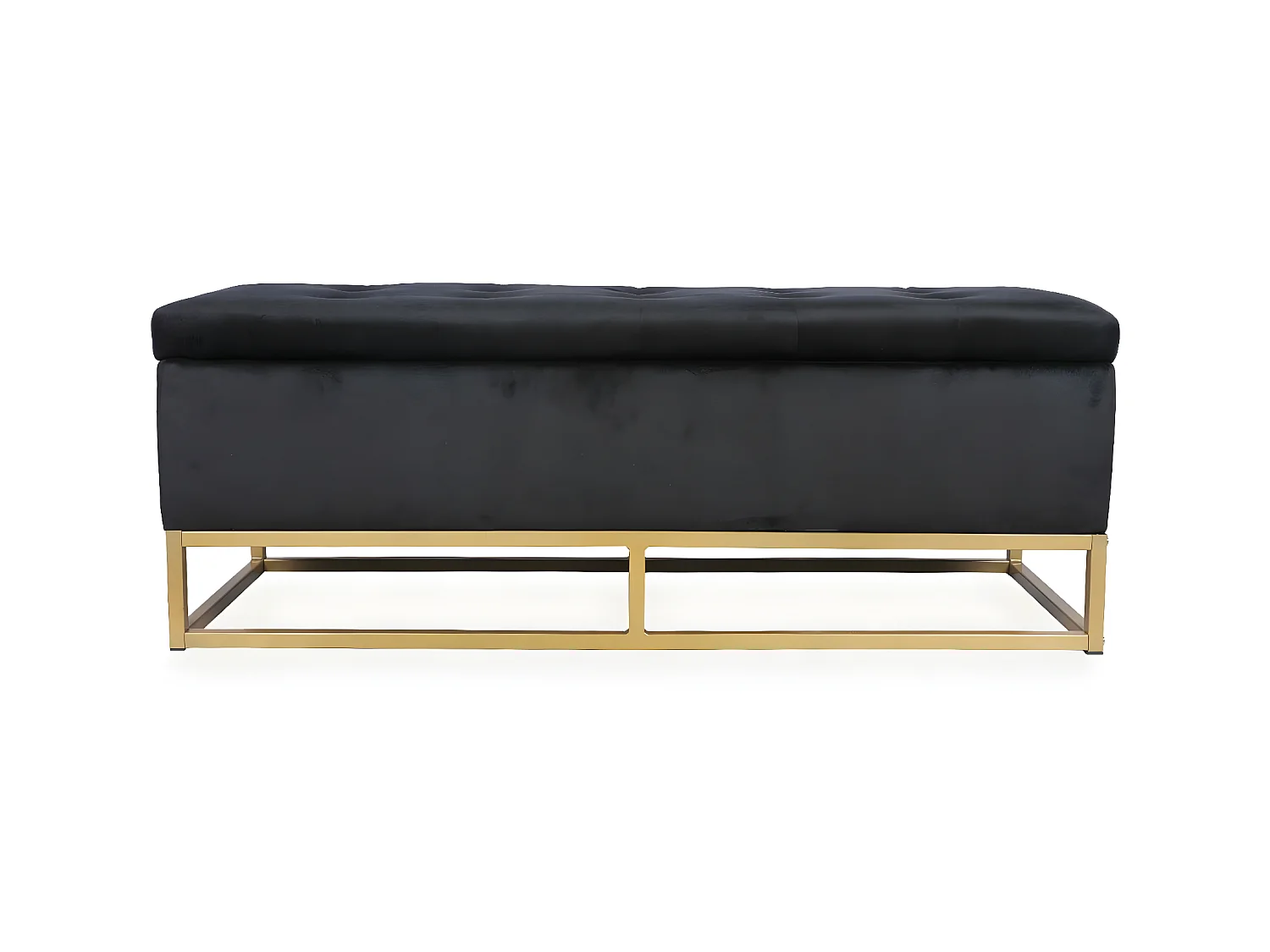 Banquette coffre Angele Velours noir pieds or