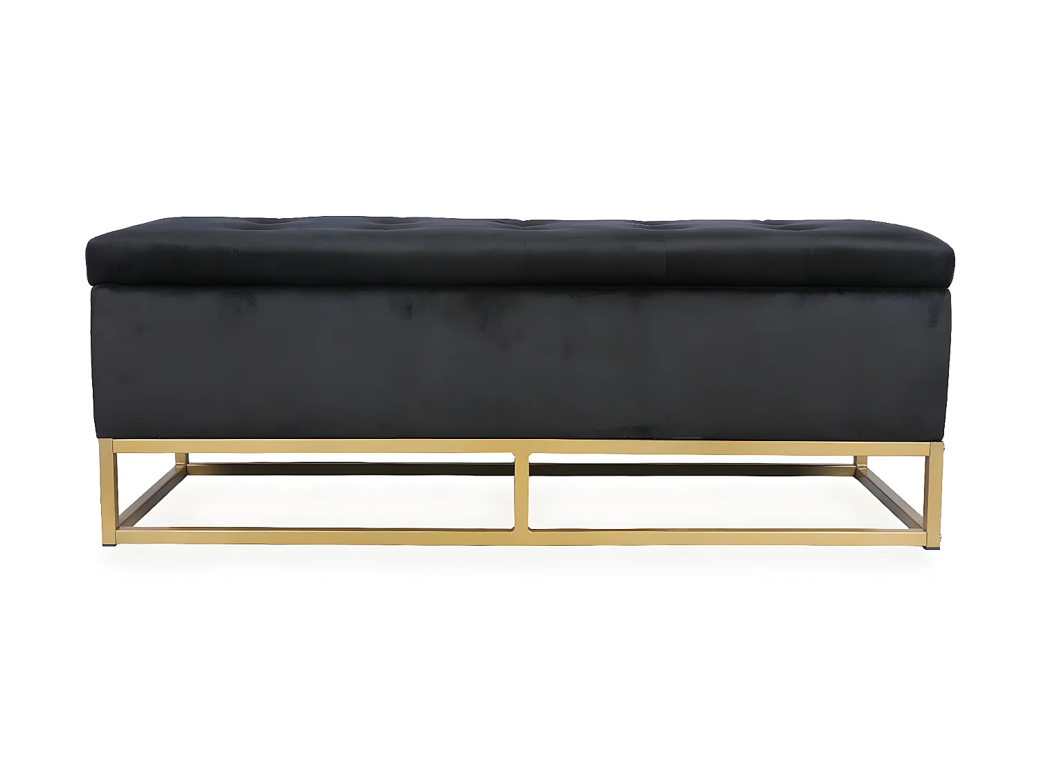 Banquette coffre Angele Velours noir pieds or