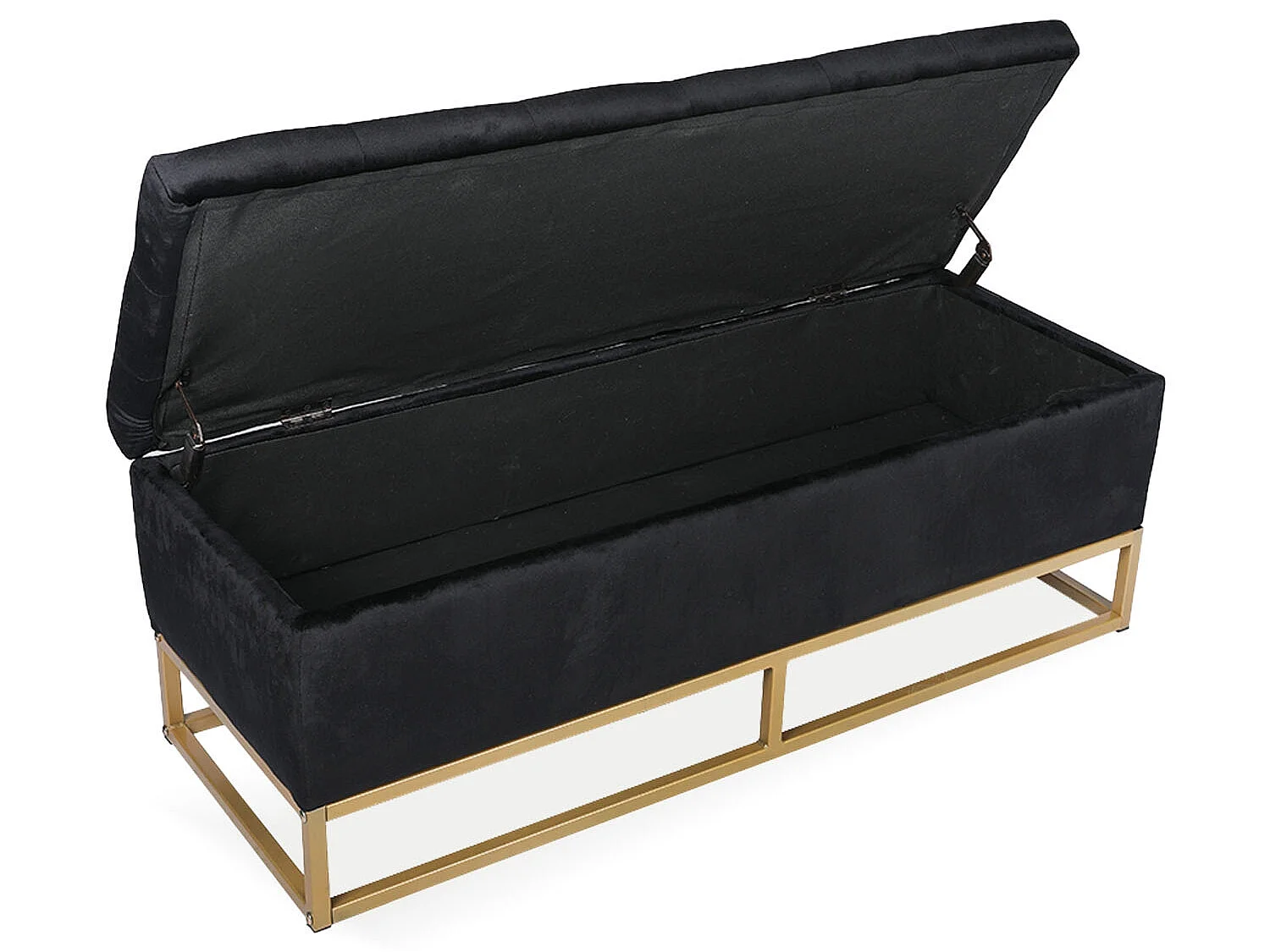 Banquette coffre Angele Velours noir pieds or