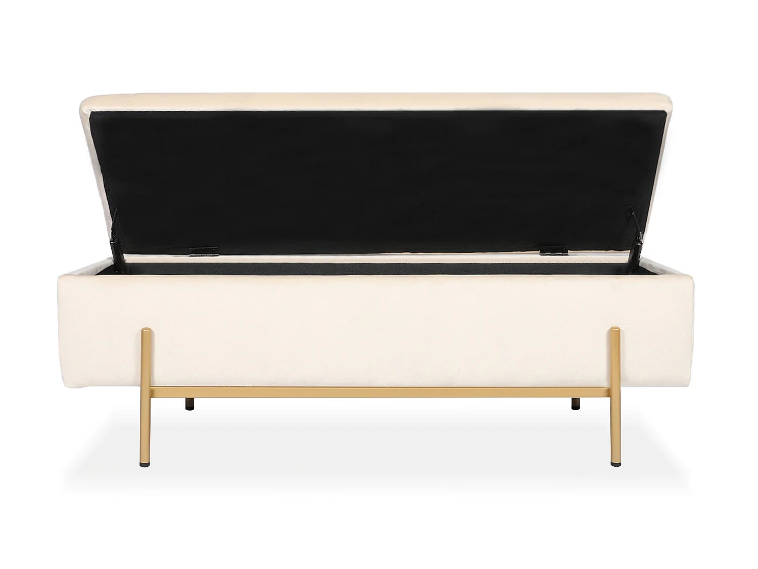 Banquette coffre Olivia Velours beige pieds or