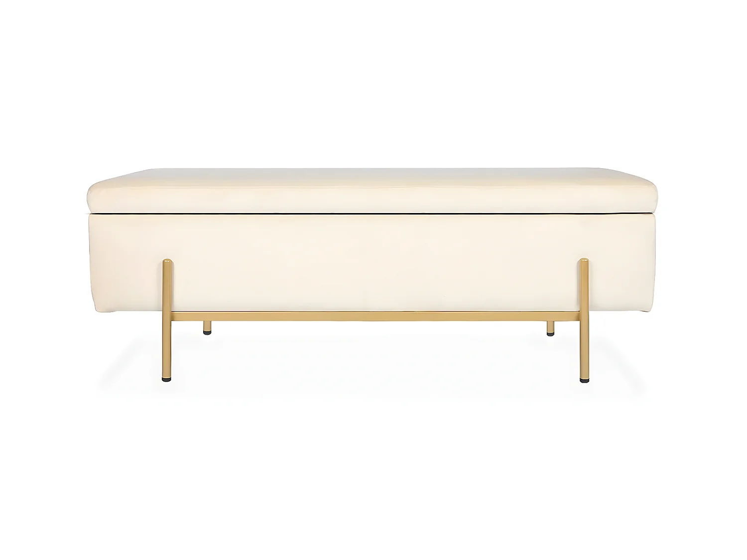 Banquette coffre Olivia Velours beige pieds or