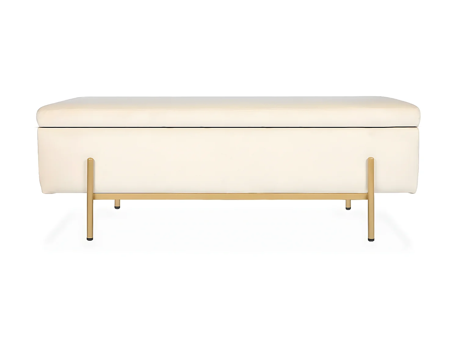 Banquette coffre Olivia Velours beige pieds or