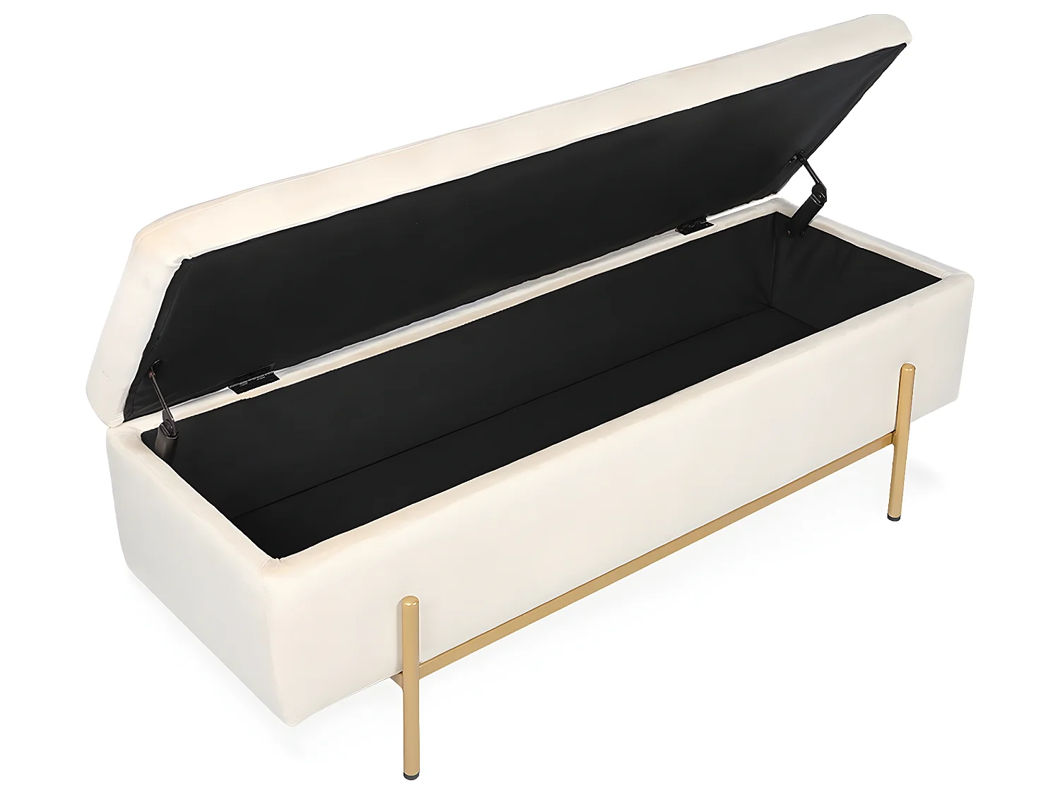 Banquette coffre Olivia Velours beige pieds or