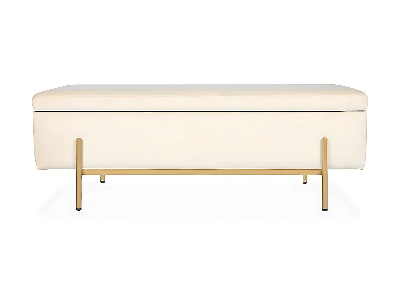 Banquette coffre Olivia Velours beige pieds or