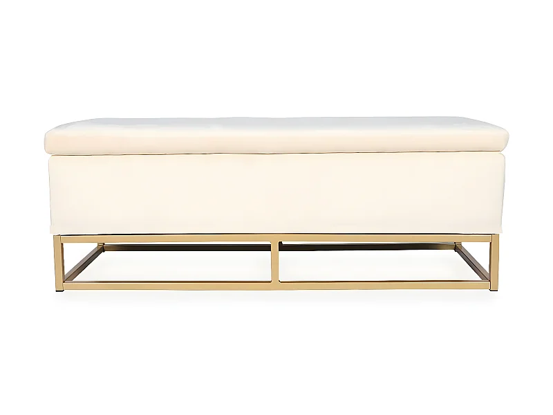 Banquette coffre Angele Velours beige pieds or