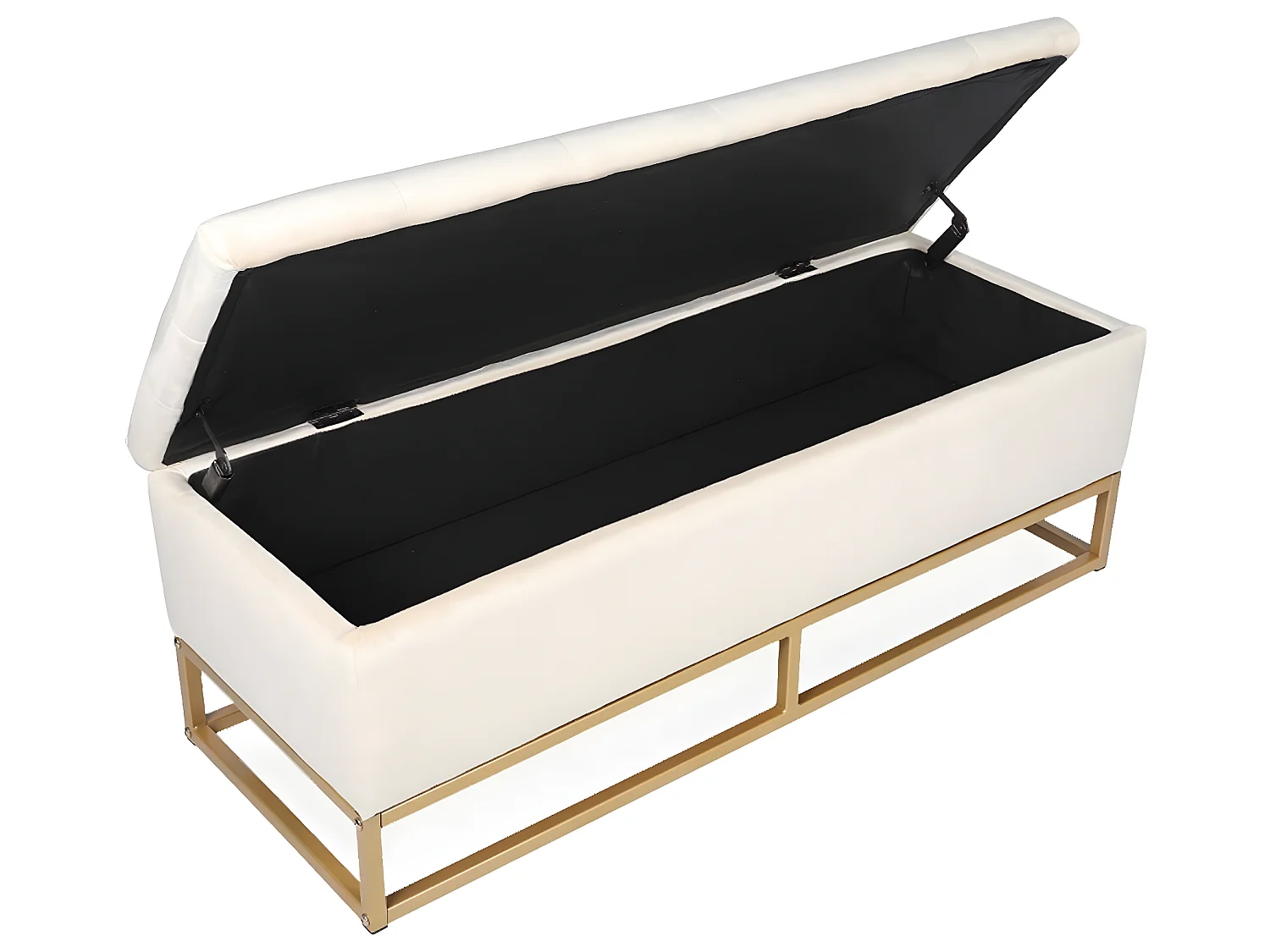 Banquette coffre Angele Velours beige pieds or