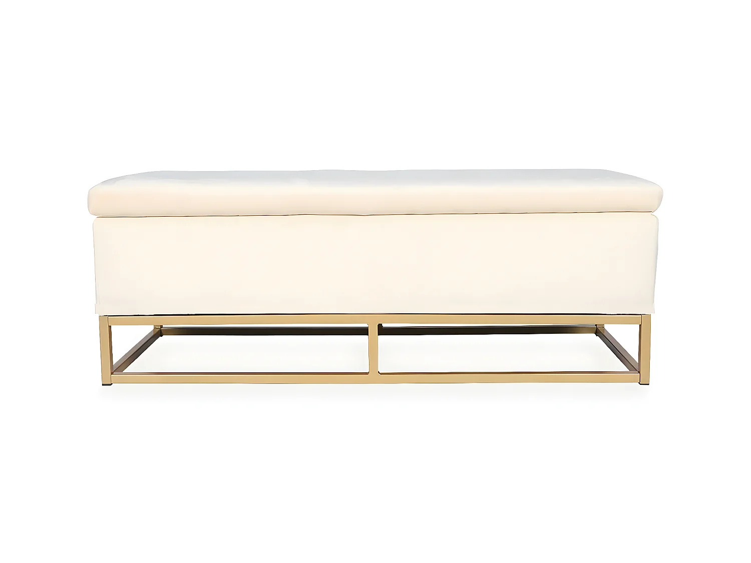 Banquette coffre Angele Velours beige pieds or