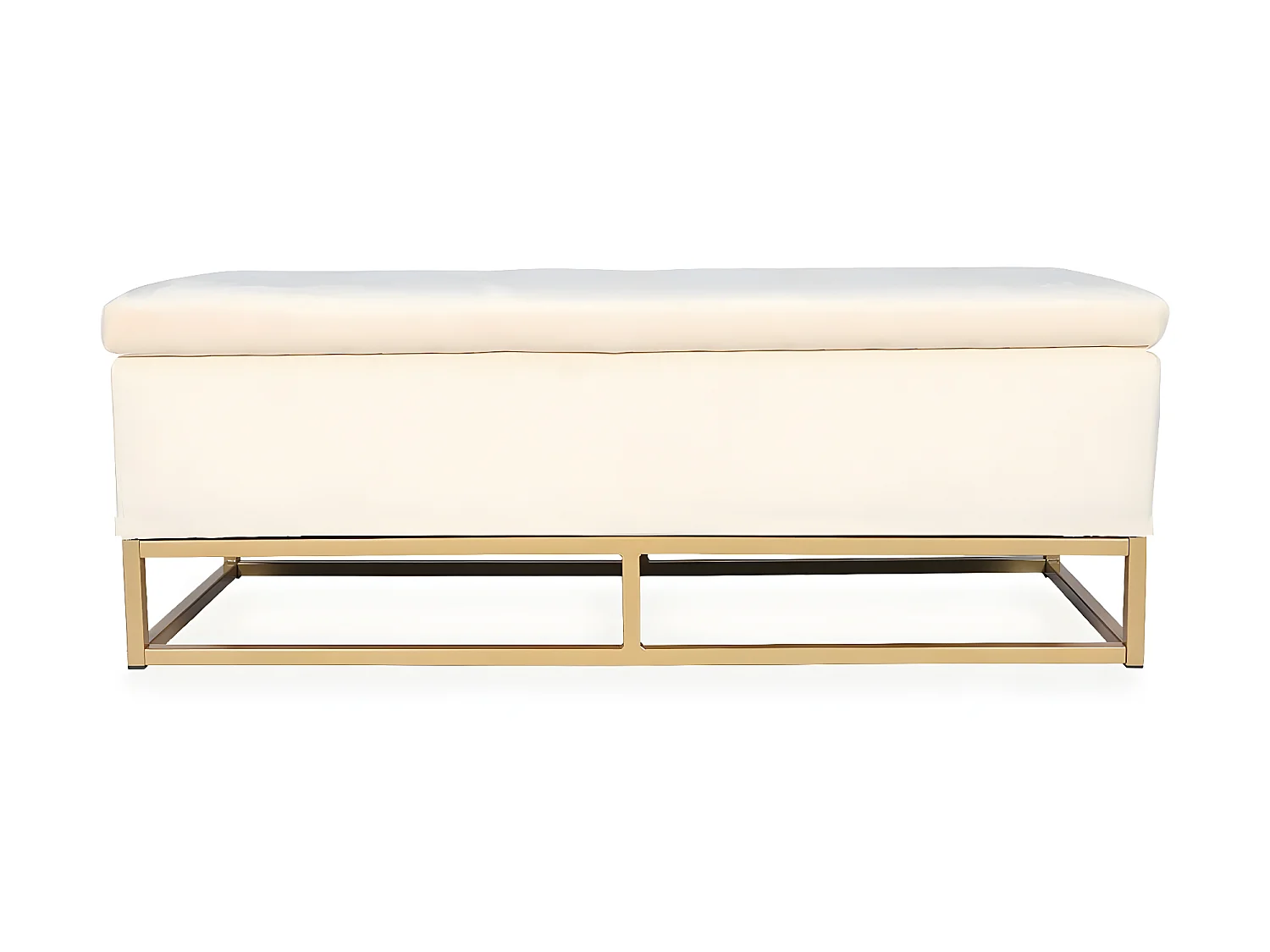 Banquette coffre Angele Velours beige pieds or