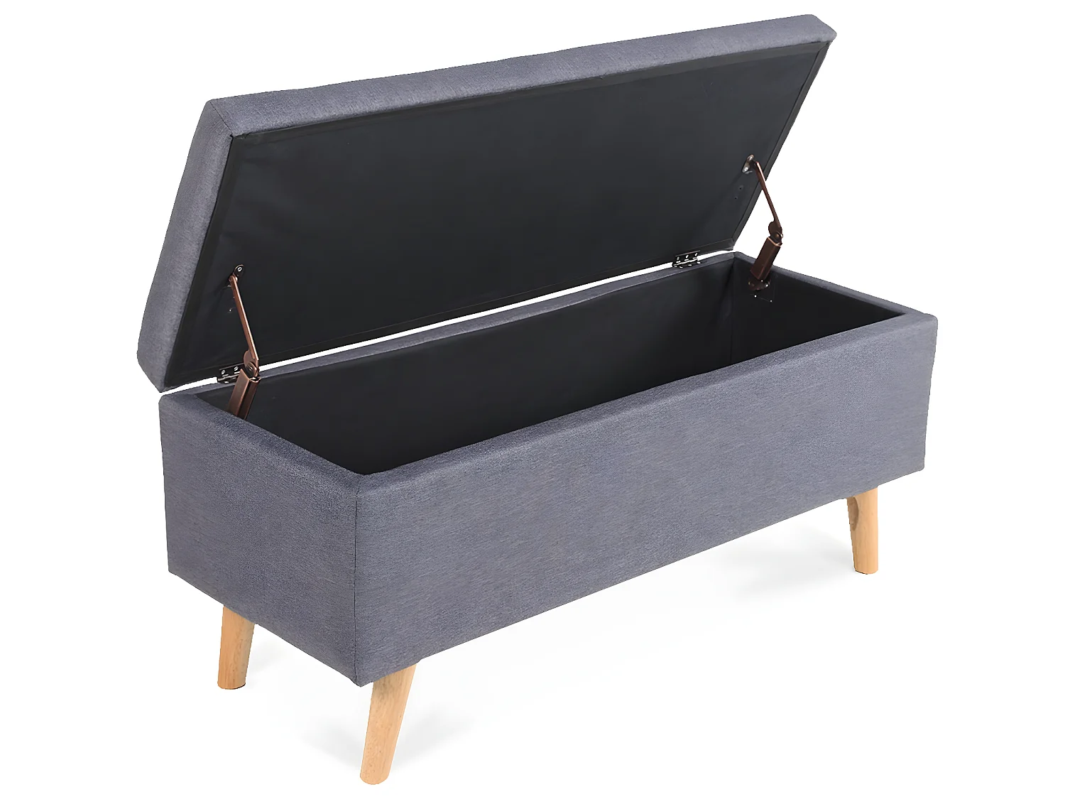 Banquette coffre de style scandinave Eline tissu gris foncé