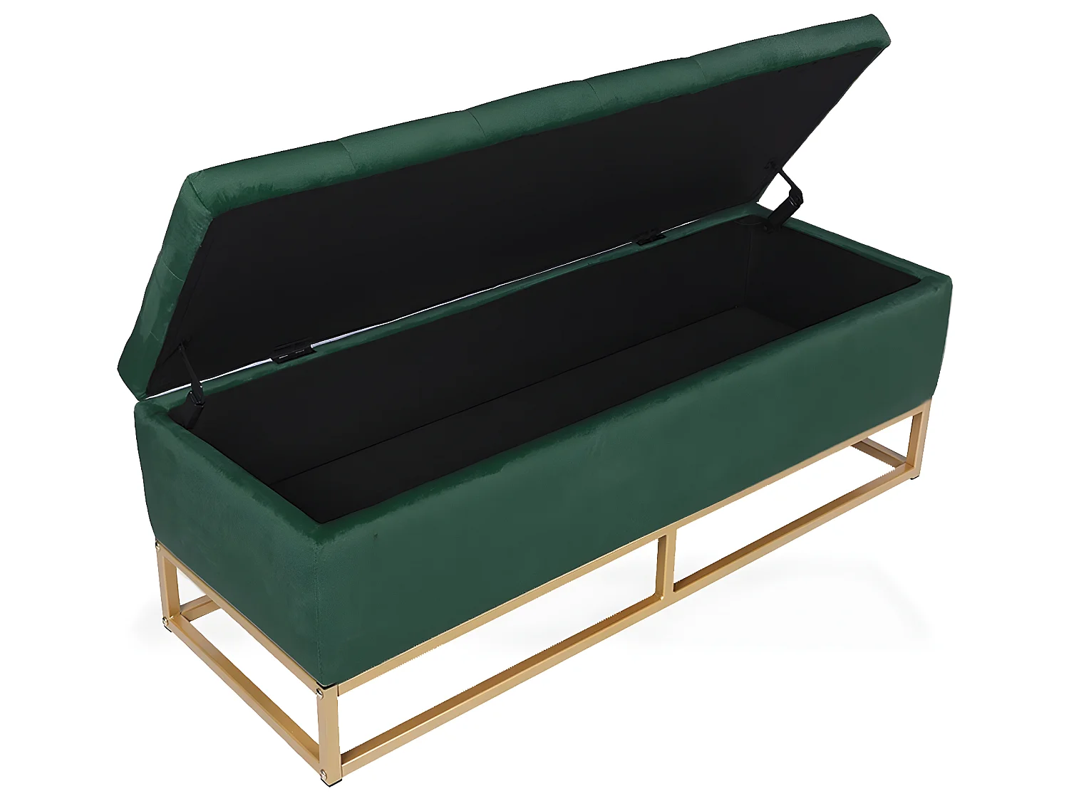 Banquette coffre Angele Velours vert pieds or
