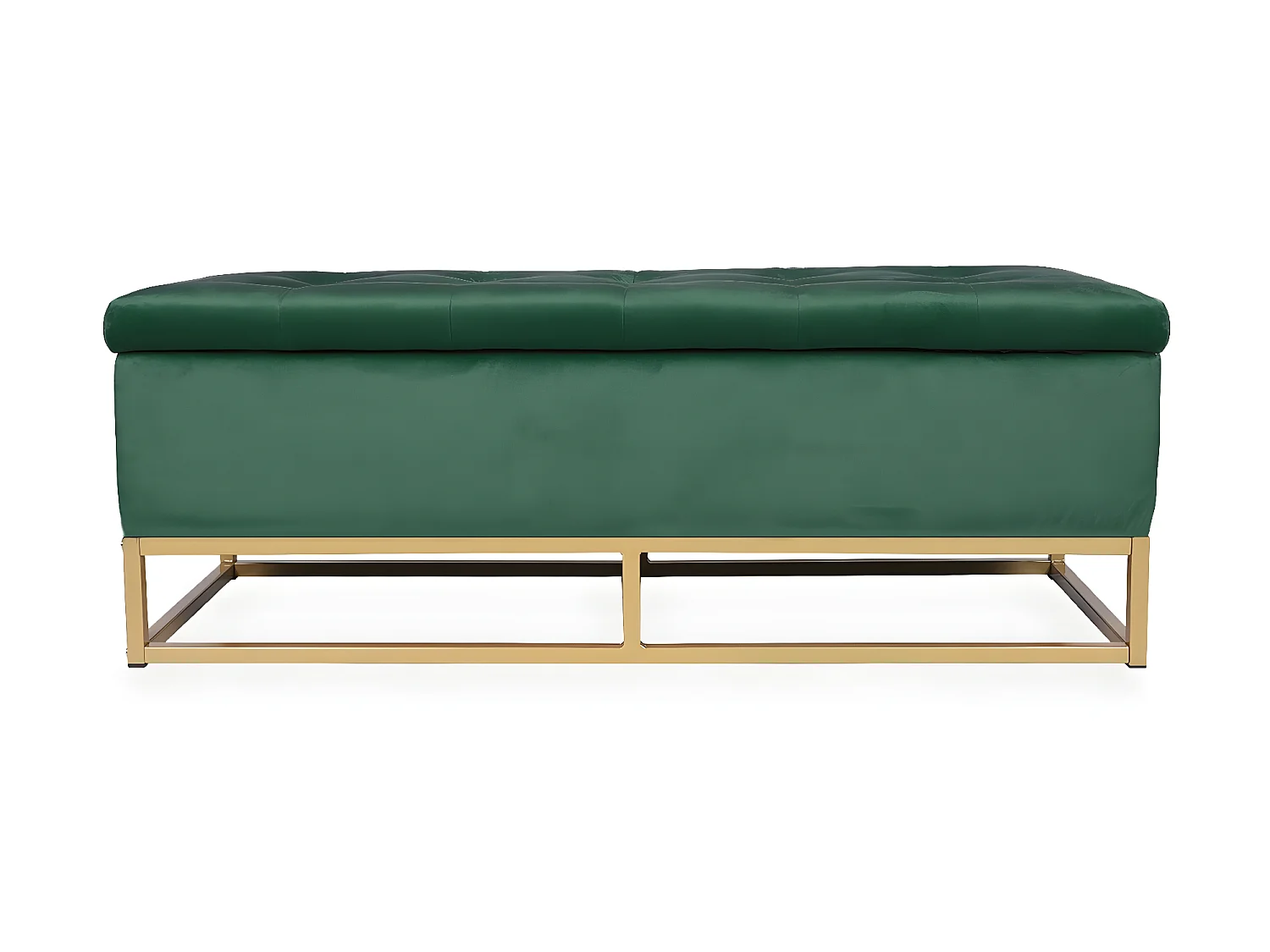 Banquette coffre Angele Velours vert pieds or