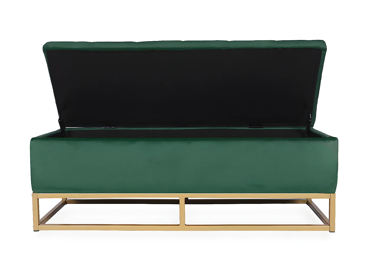 Banquette coffre Angele Velours vert pieds or