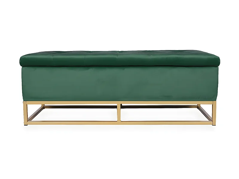 Banquette coffre Angele Velours vert pieds or