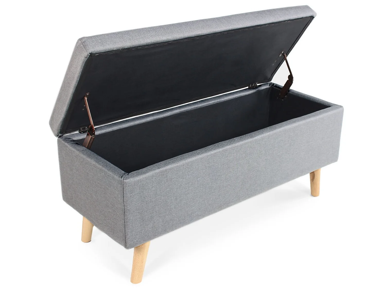 Banquette coffre de style scandinave Eline tissu gris