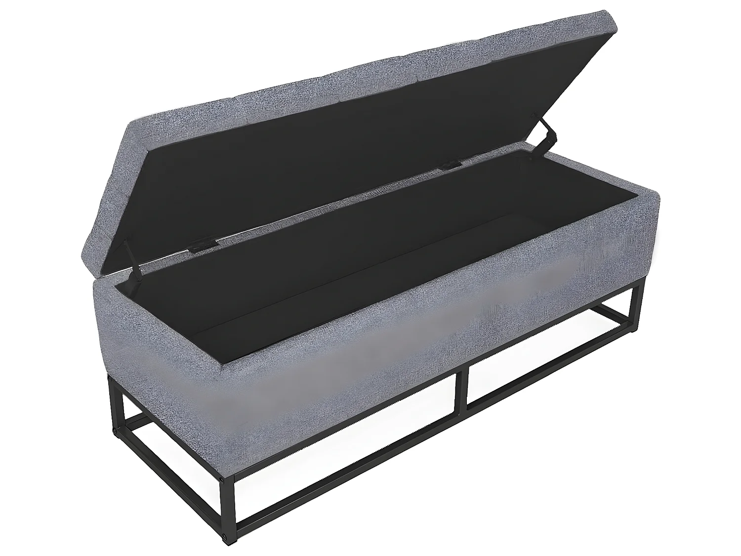 Banquette coffre Angele Tissu gris foncé pieds noir