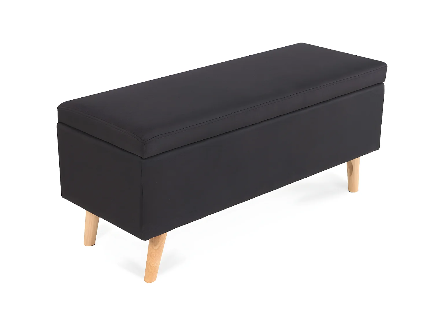 Banquette coffre de style scandinave Eline tissu noir