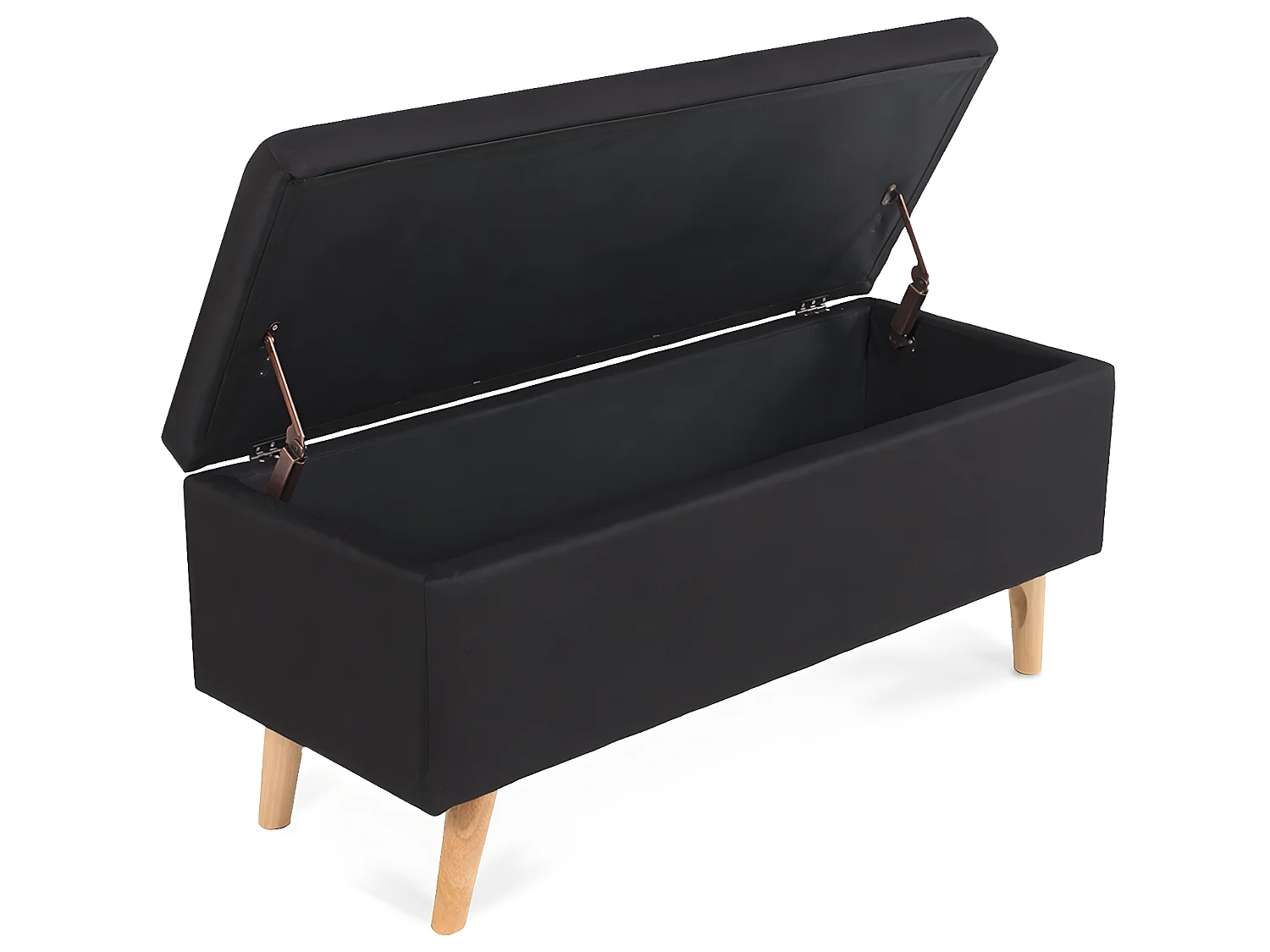 Banquette coffre de style scandinave Eline tissu noir