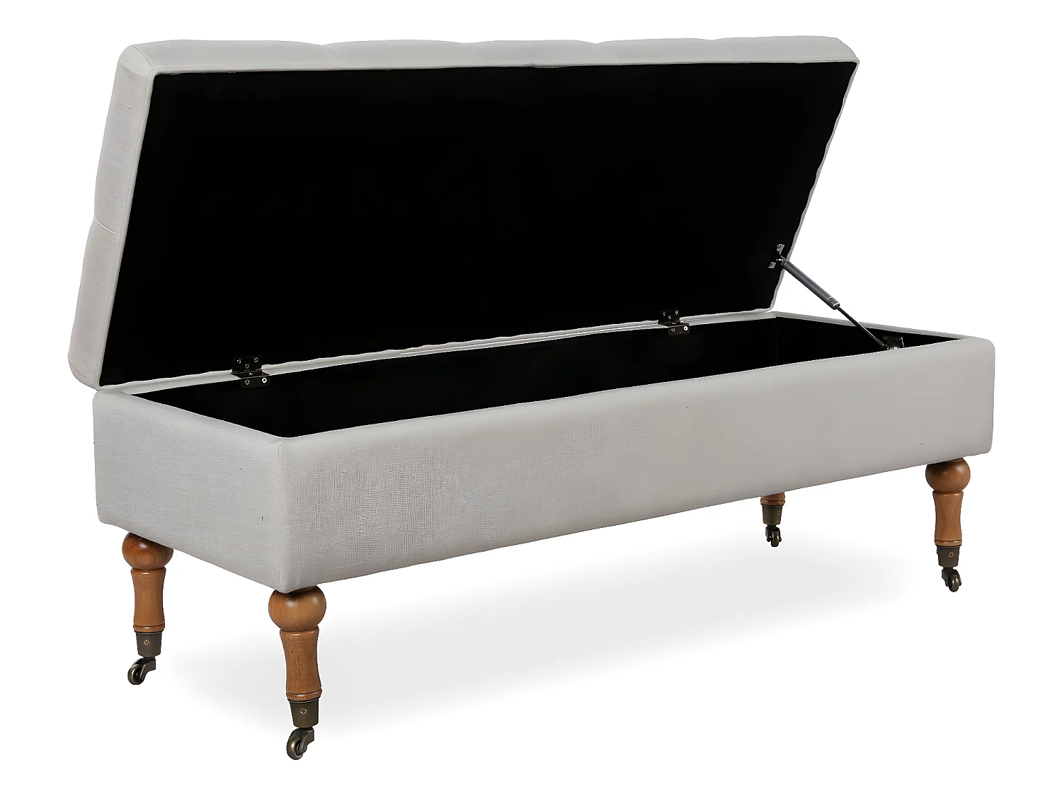 Banquette coffre capitonnée Philippine tissu beige