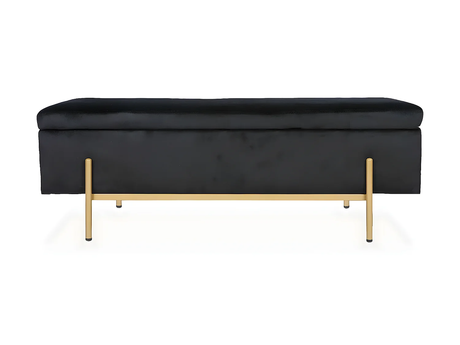 Banquette coffre Olivia Velours noir pieds or