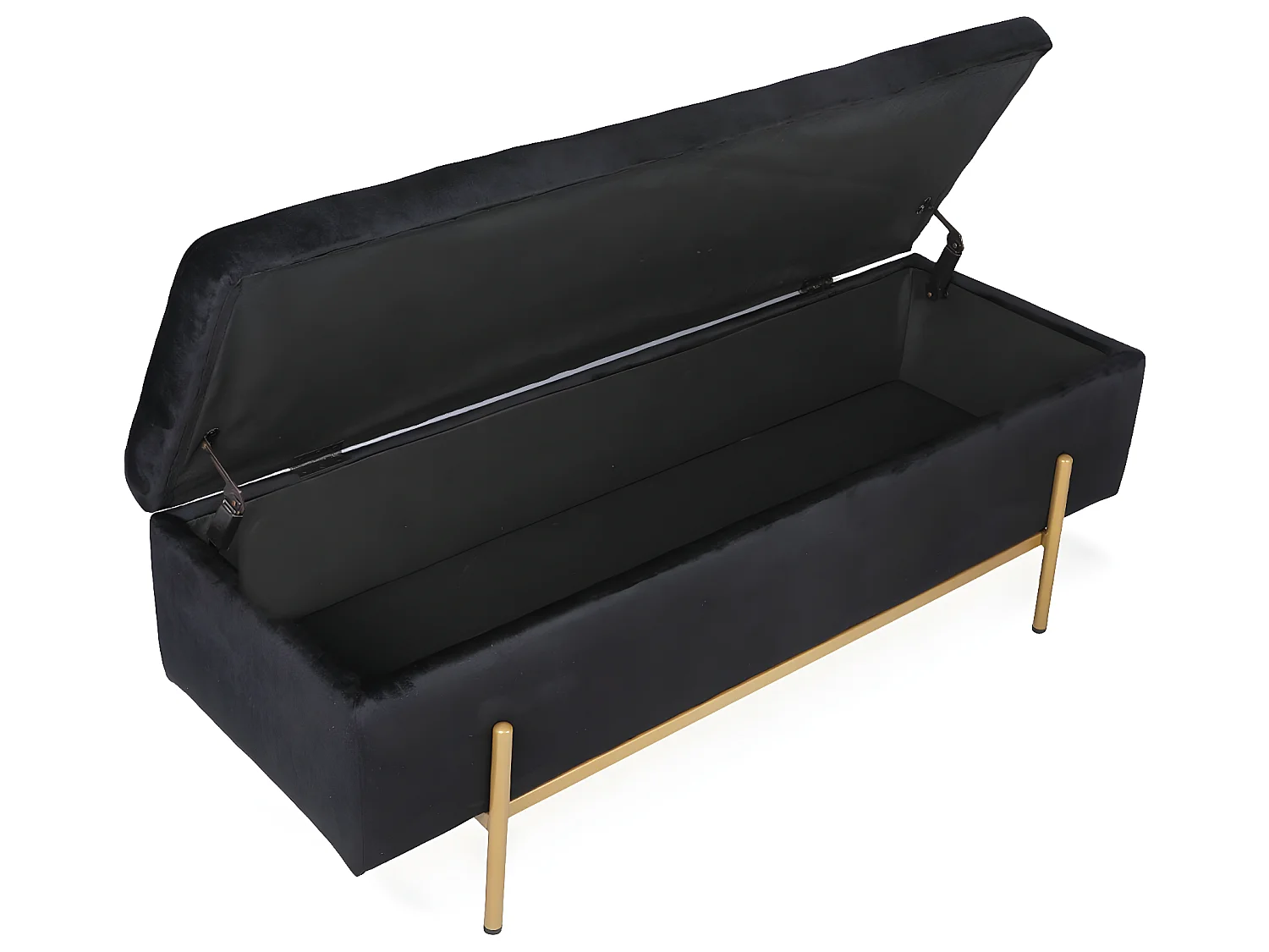 Banquette coffre Olivia Velours noir pieds or