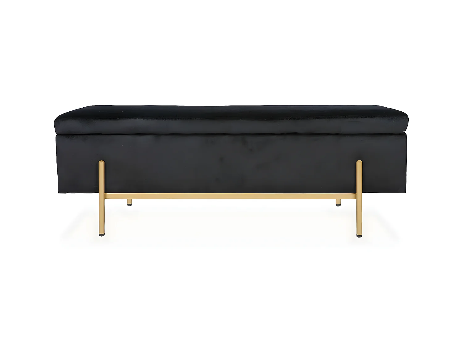 Banquette coffre Olivia Velours noir pieds or