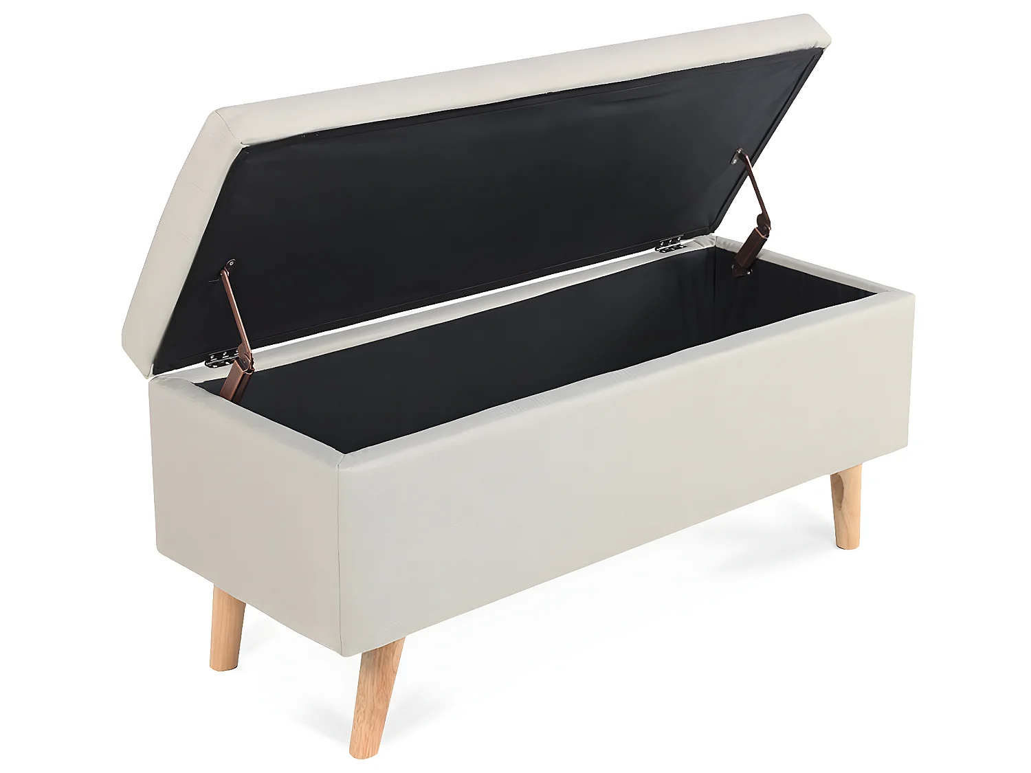 Banquette coffre de style scandinave Eline tissu beige