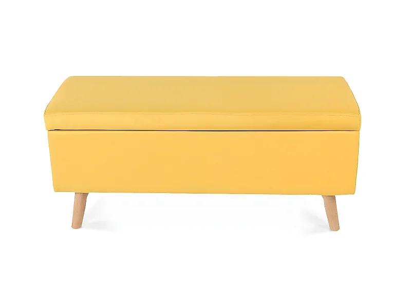 Banquette coffre de style scandinave Eline tissu jaune