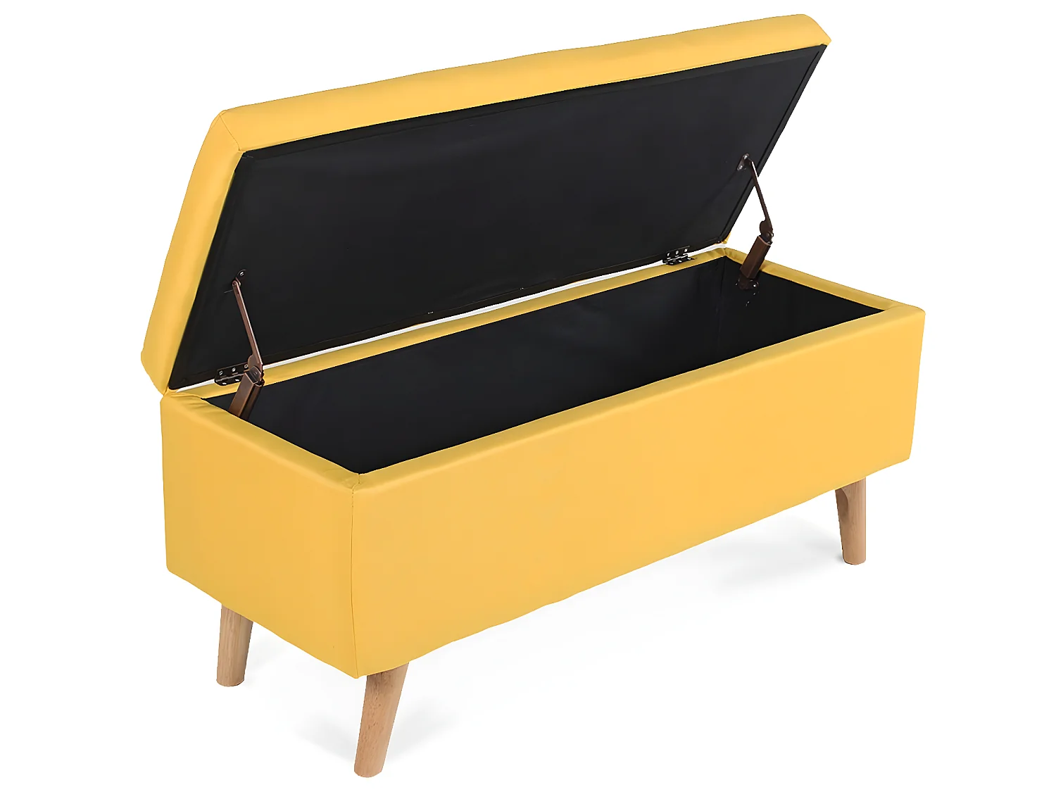 Banquette coffre de style scandinave Eline tissu jaune