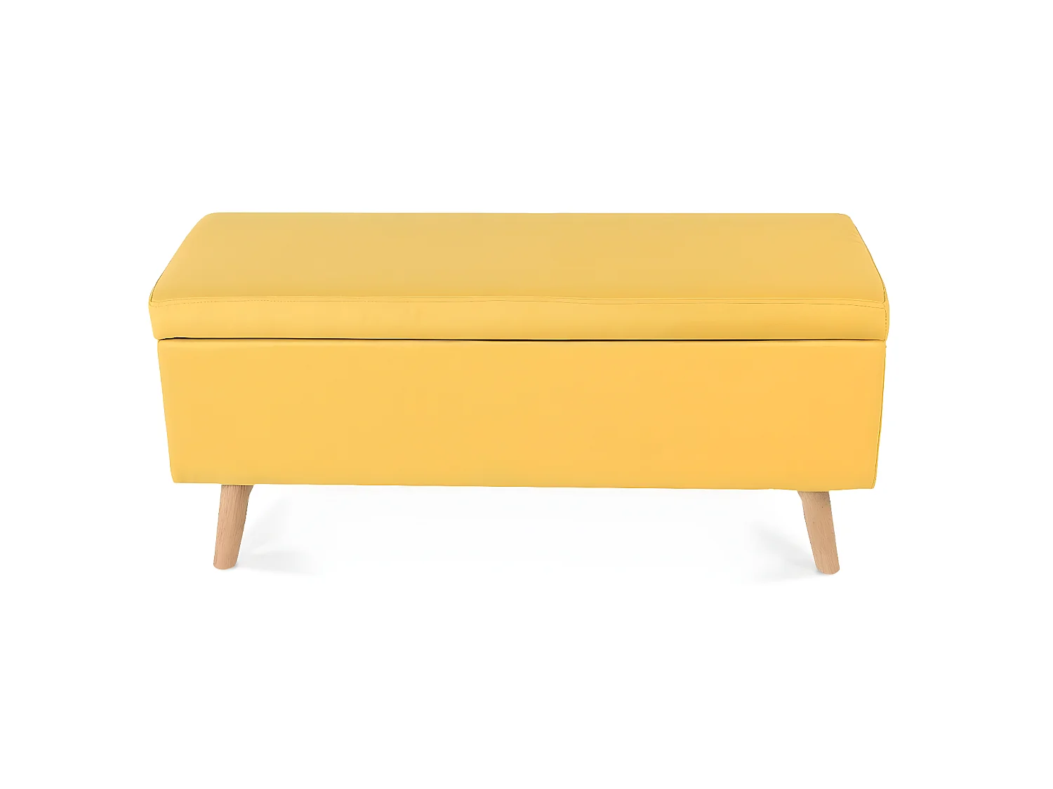 Banquette coffre de style scandinave Eline tissu jaune