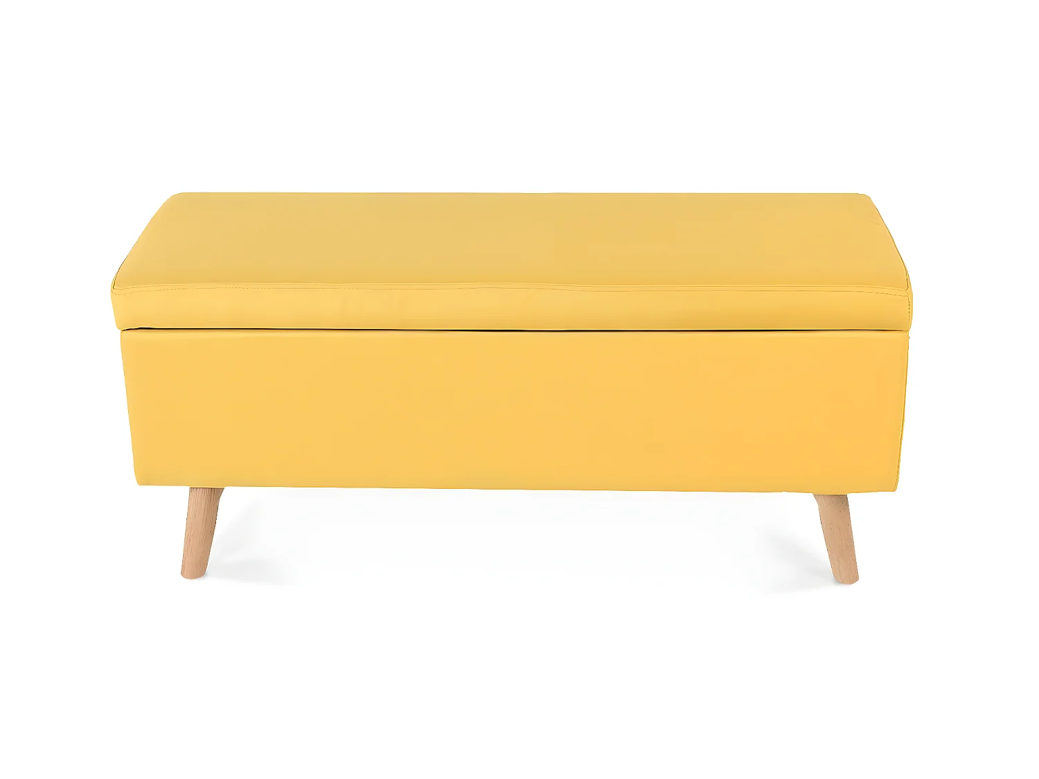 Banquette coffre de style scandinave Eline tissu jaune