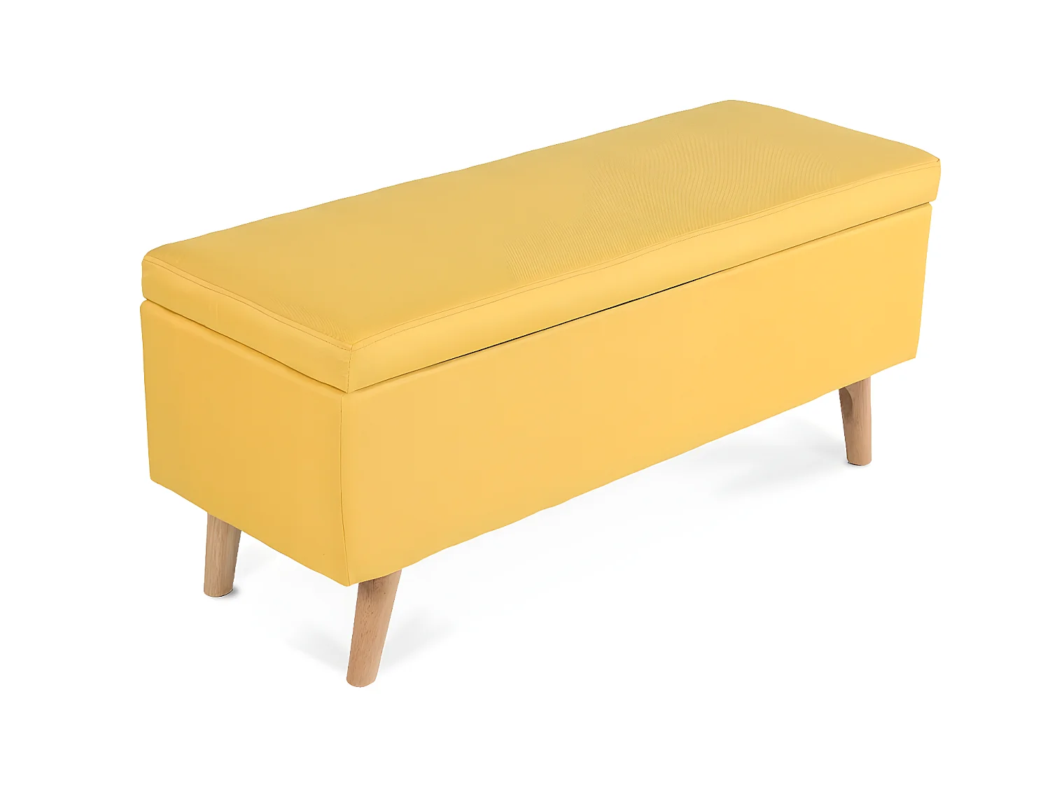 Banquette coffre de style scandinave Eline tissu jaune