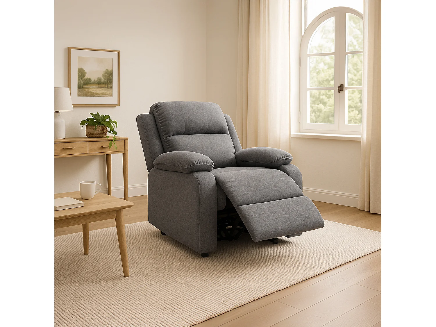 Fauteuil relax Riga tissu Gris