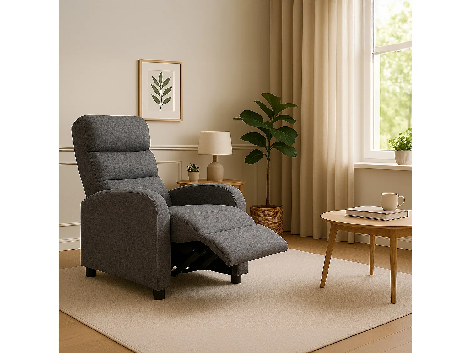 Fauteuil relax manuel Lasco tissu gris