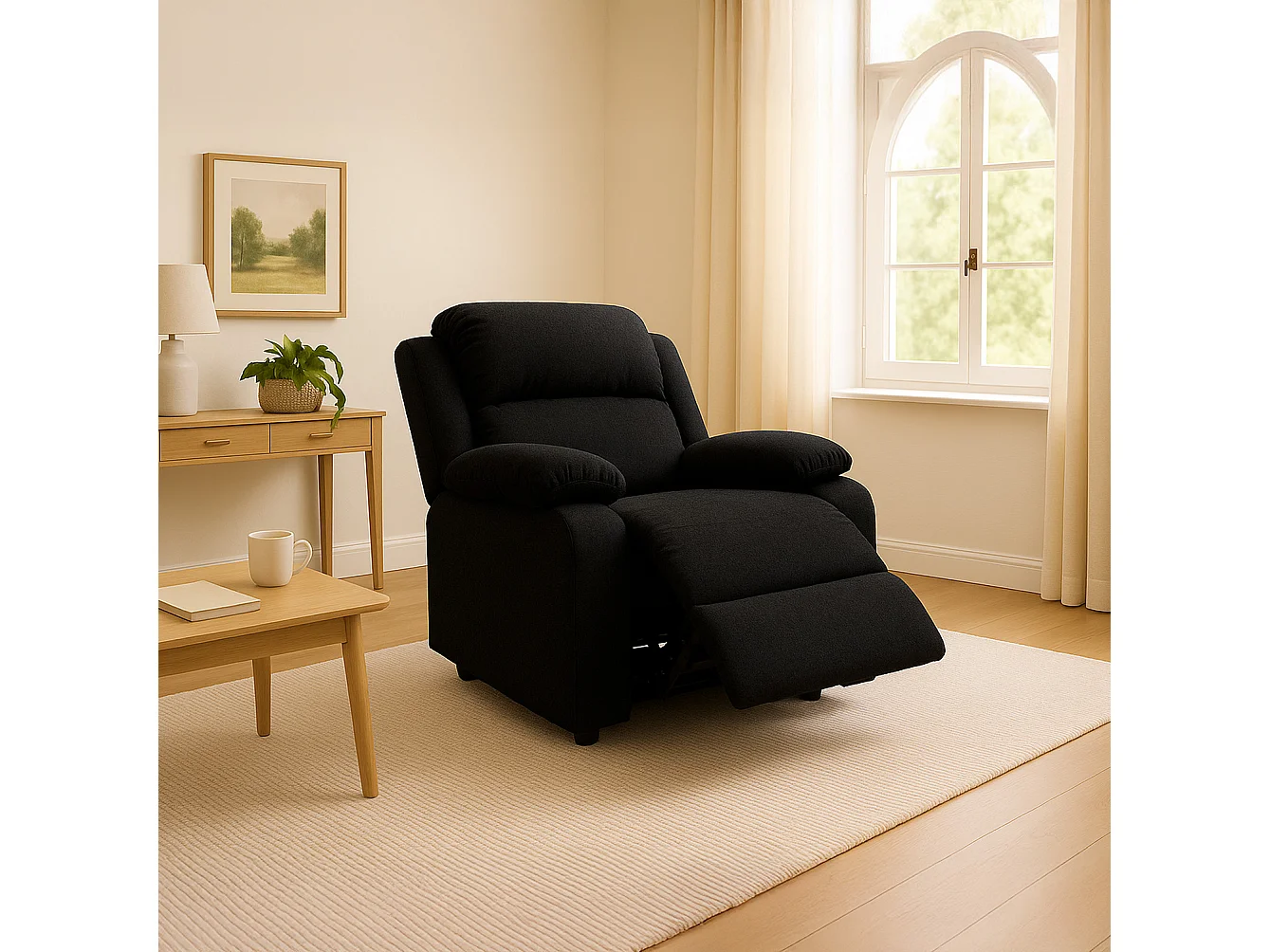 Fauteuil relax Riga tissu Noir