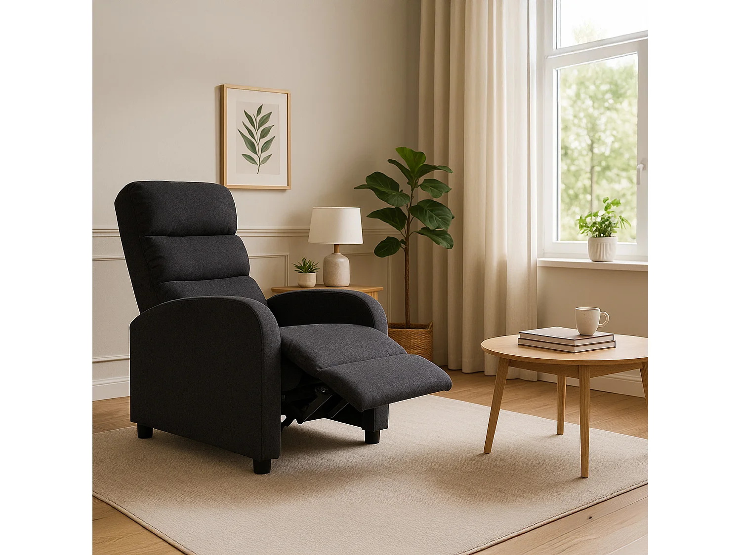 Fauteuil relax manuel Lasco tissu noir