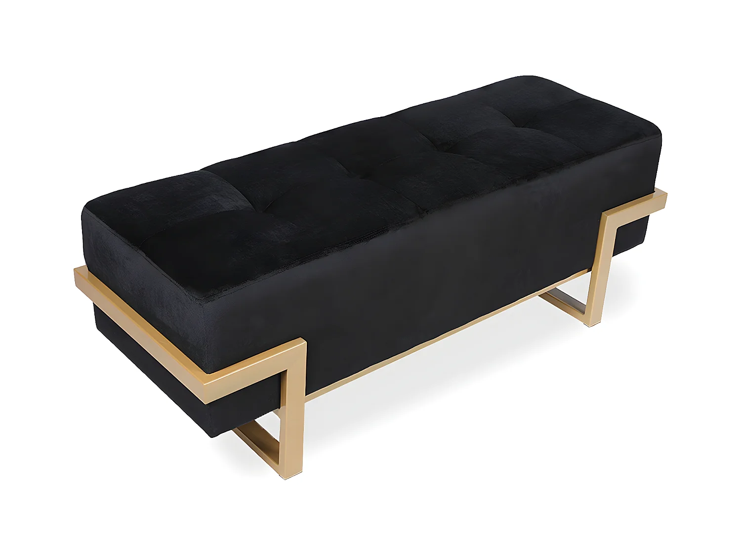 Banquette Selena Velours noir pieds or
