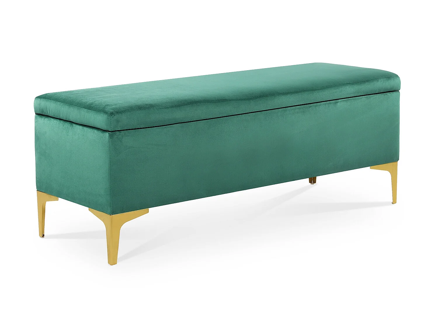 Banquette Coffre Chloé velours Vert pieds or