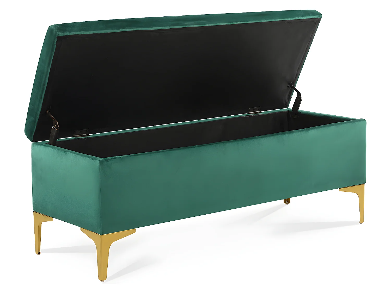 Banquette Coffre Chloé velours Vert pieds or