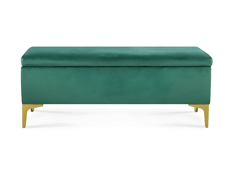 Banquette Coffre Chloé velours Vert pieds or