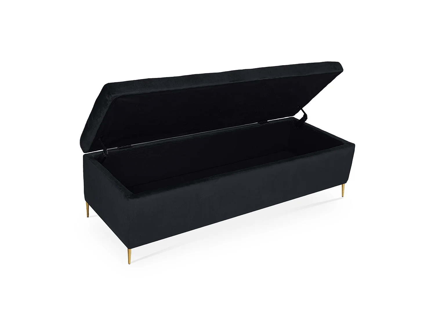 Banquette Coffre Iris velours Noir pieds or