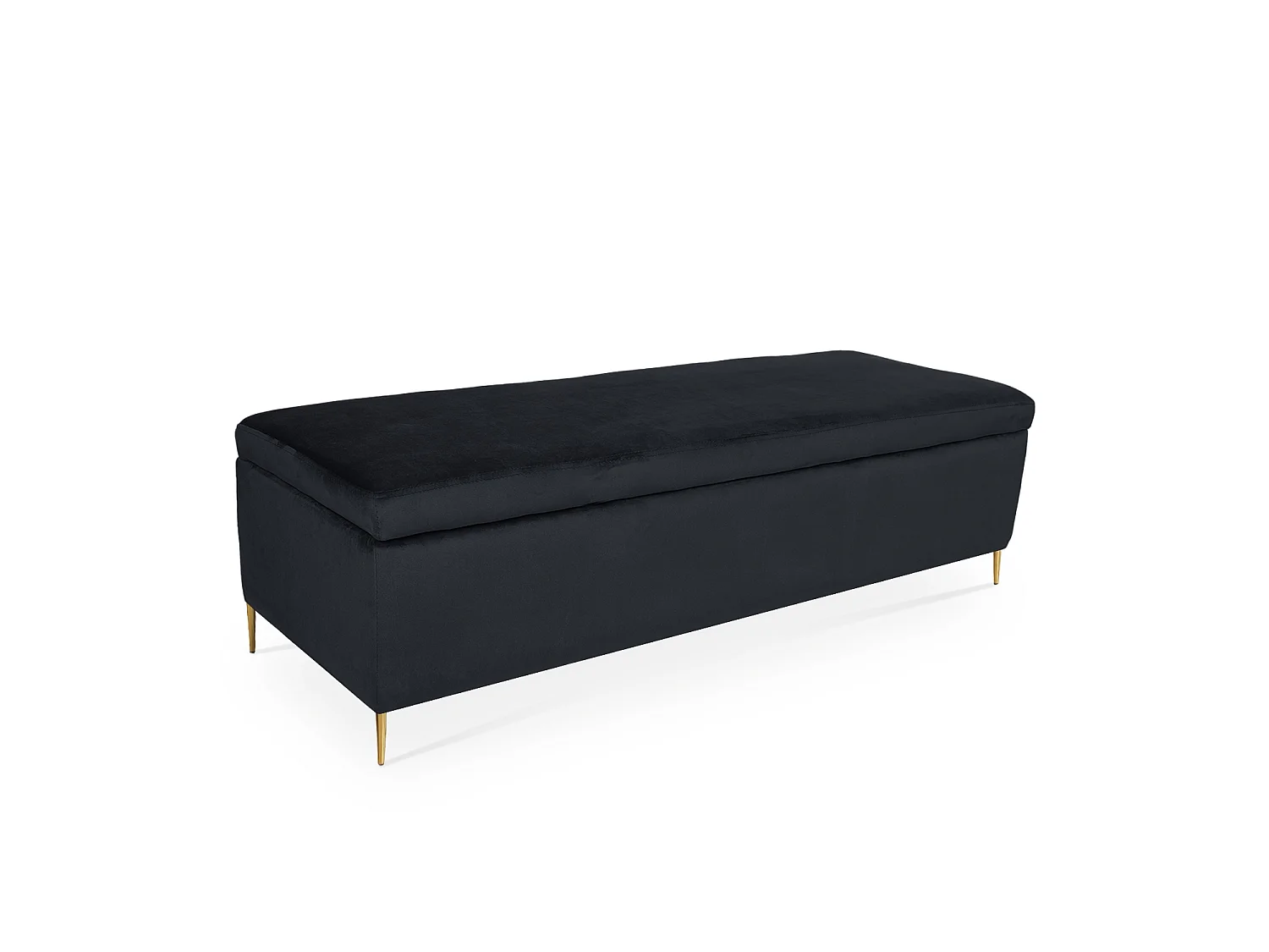 Banquette Coffre Iris velours Noir pieds or