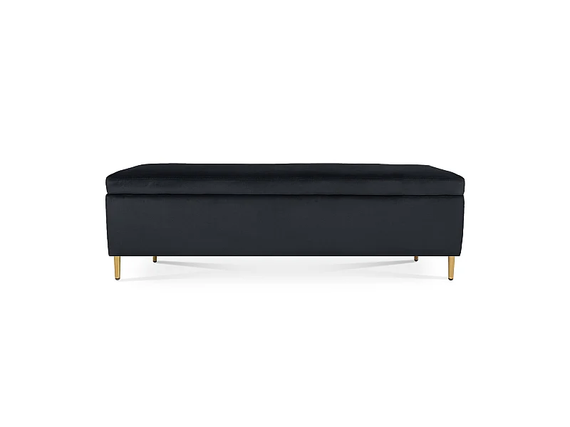 Banquette Coffre Iris velours Noir pieds or