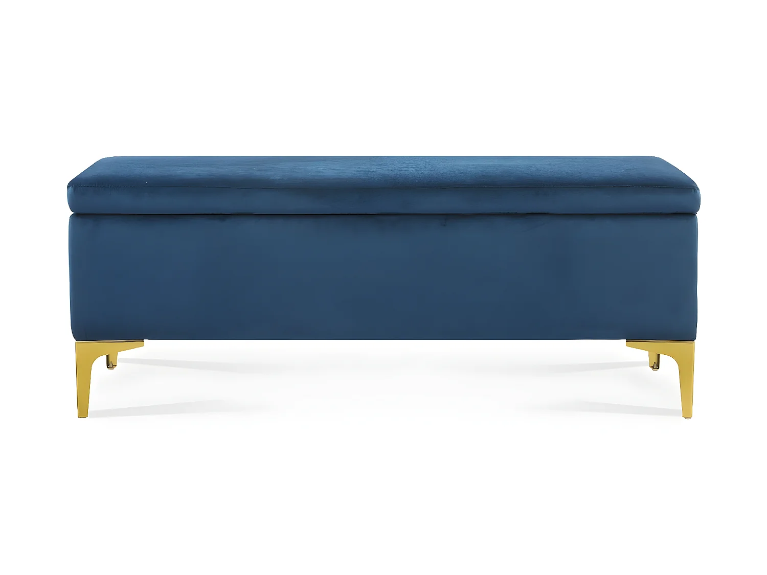 Banquette Coffre Chloé velours Bleu pieds or