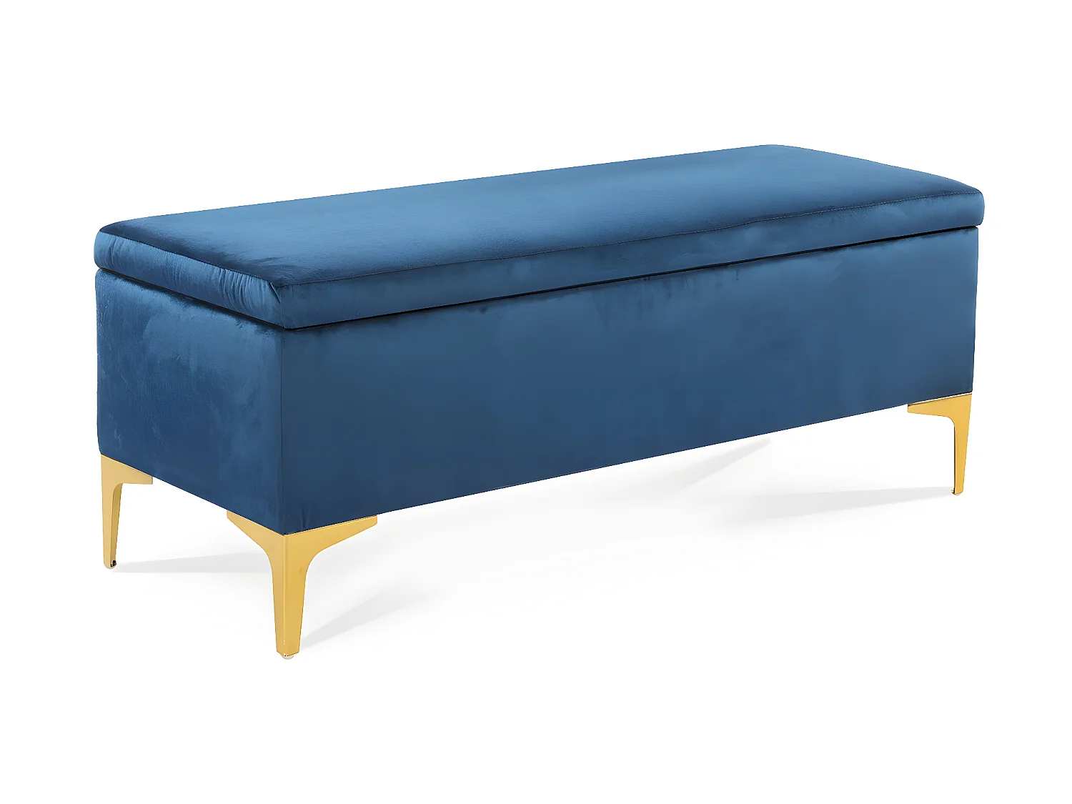 Banquette Coffre Chloé velours Bleu pieds or