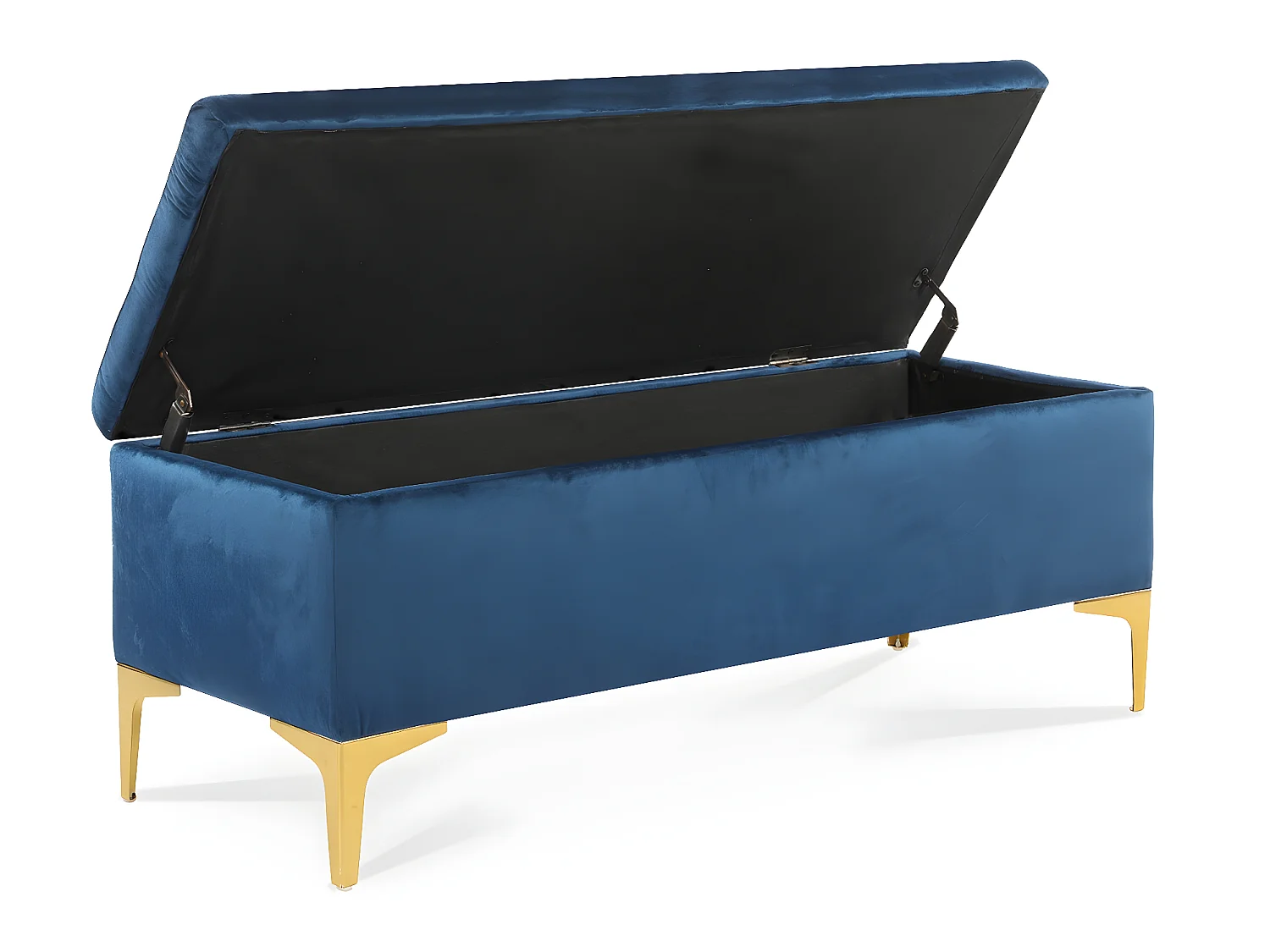 Banquette Coffre Chloé velours Bleu pieds or