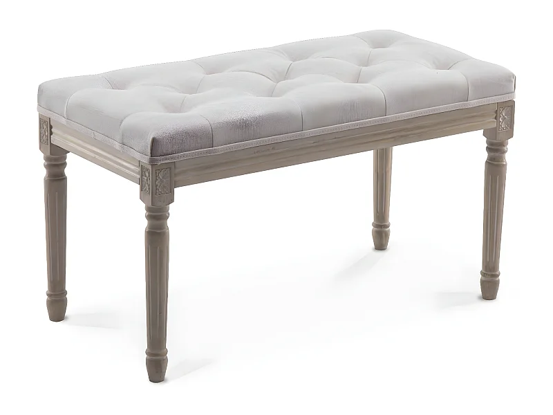 Banc capitonné Romane style Louis XVI tissu Beige